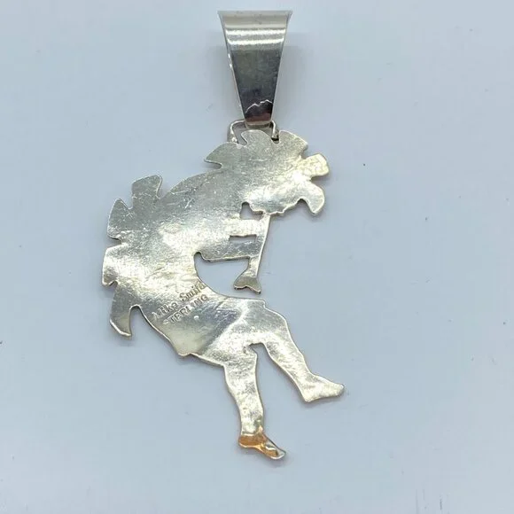 Vtg Sterling Silver Gold Signed Mike Smith Navajo Pendant Native American Indian - Picture 11 of 11